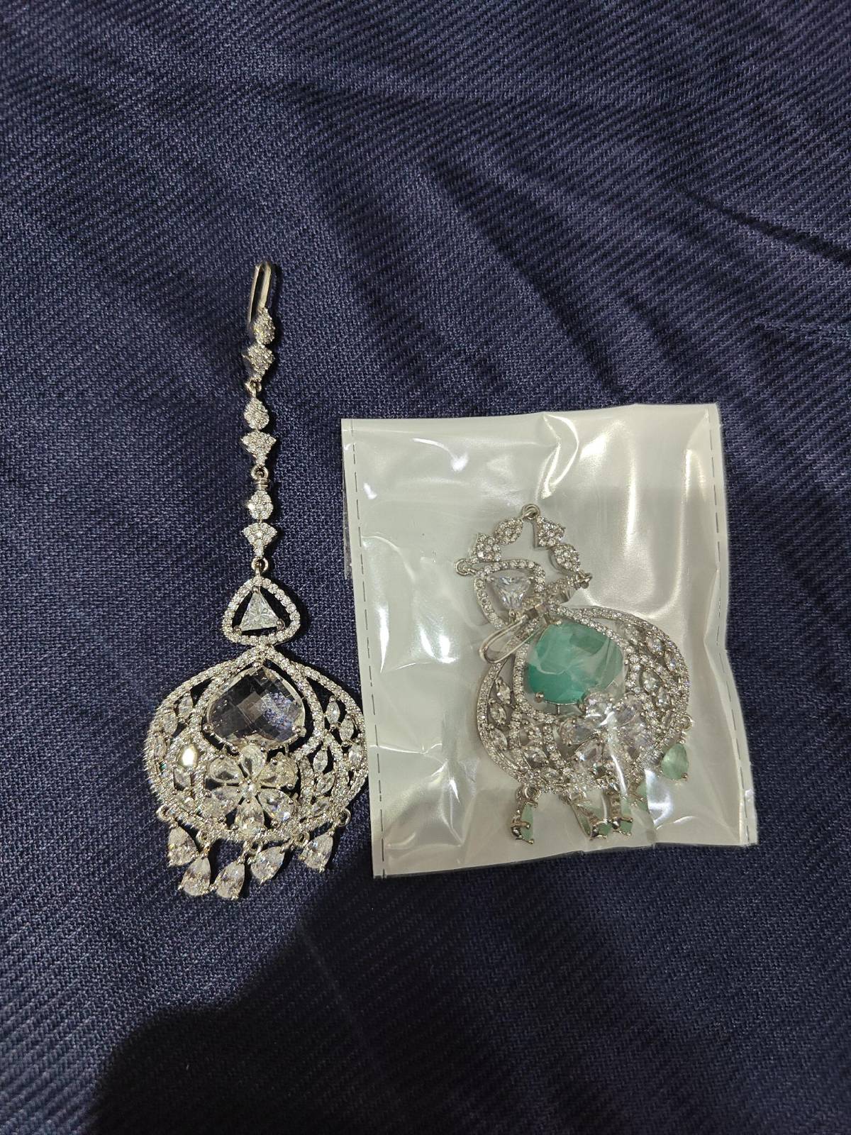 Yamini Silver Maang Tikka