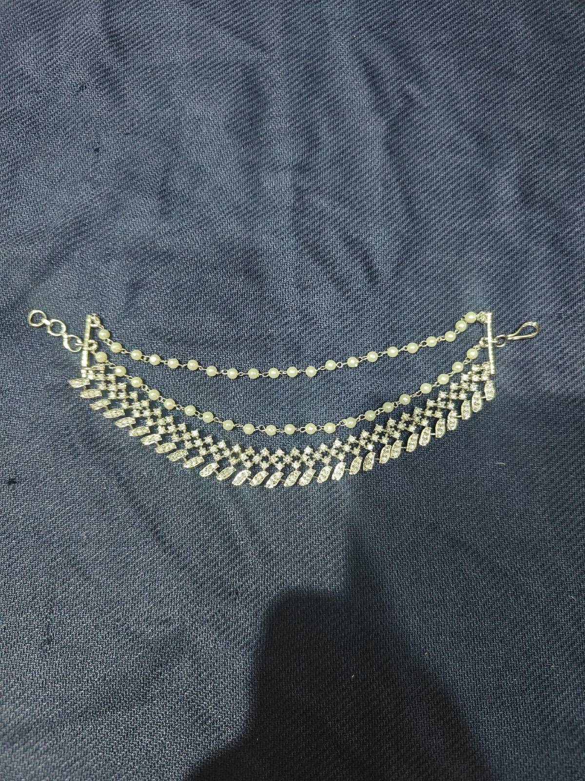 Rukmini Silver Champaswaralu Ear Chains